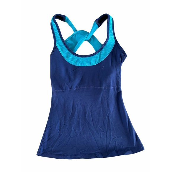 Lucy Activewear Twist Back Tank Built In Bra Purple Blue Small‎ - Picture 1 of 8